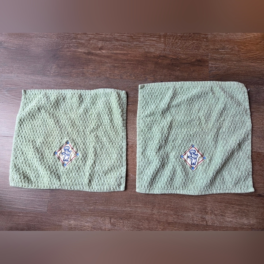 Set of 2 Vintage Pillsbury Doughboy Embroidered Kitchen Hand Towels